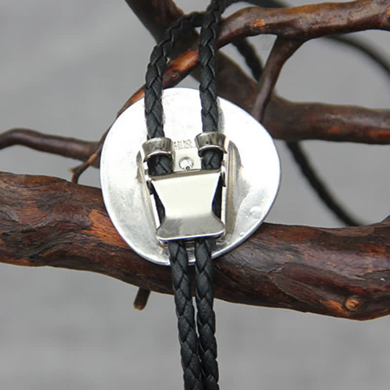 Trend Irregular Round Abalone Shell Inlaid Bolo Tie - image 3