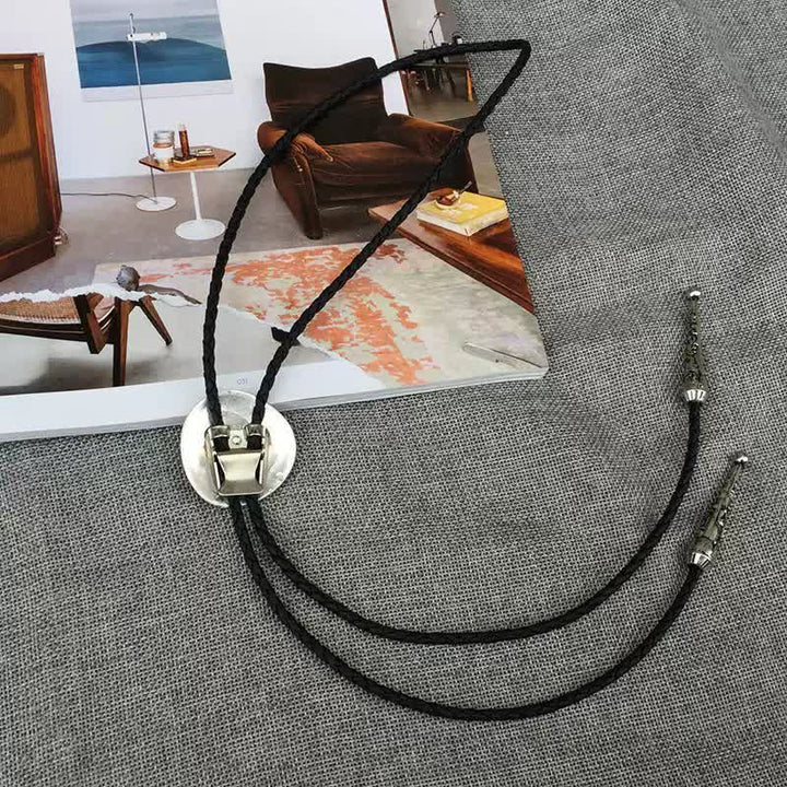 Trend Irregular Round Abalone Shell Inlaid Bolo Tie - image 6