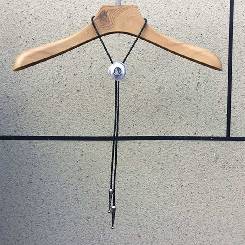 Trend Irregular Round Abalone Shell Inlaid Bolo Tie - image 8