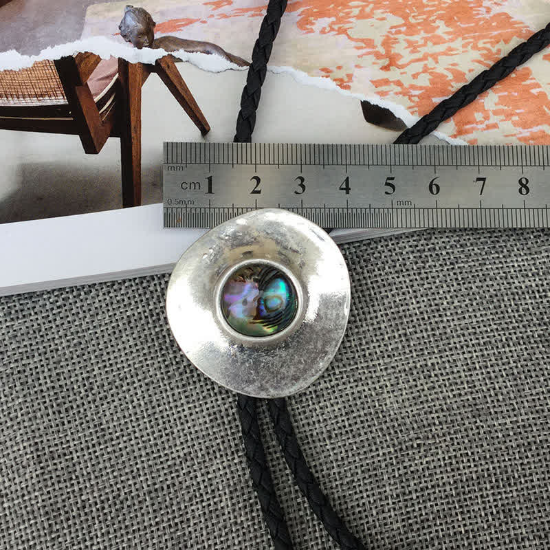 Trend Irregular Round Abalone Shell Inlaid Bolo Tie - image 4