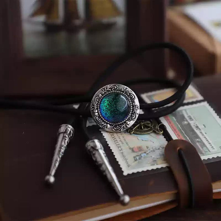 Mermaid Tears Retro Blue-Green Pendant Bolo Tie - Rope - image 2