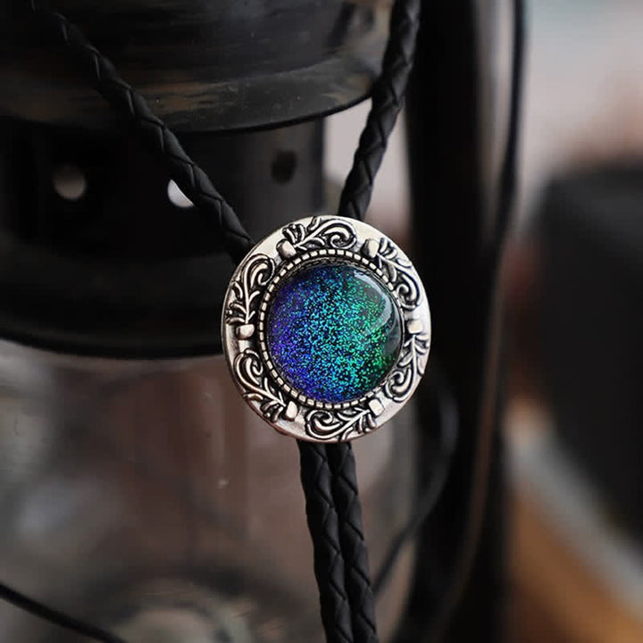 Mermaid Tears Retro Blue-Green Pendant Bolo Tie - Leather - image 0