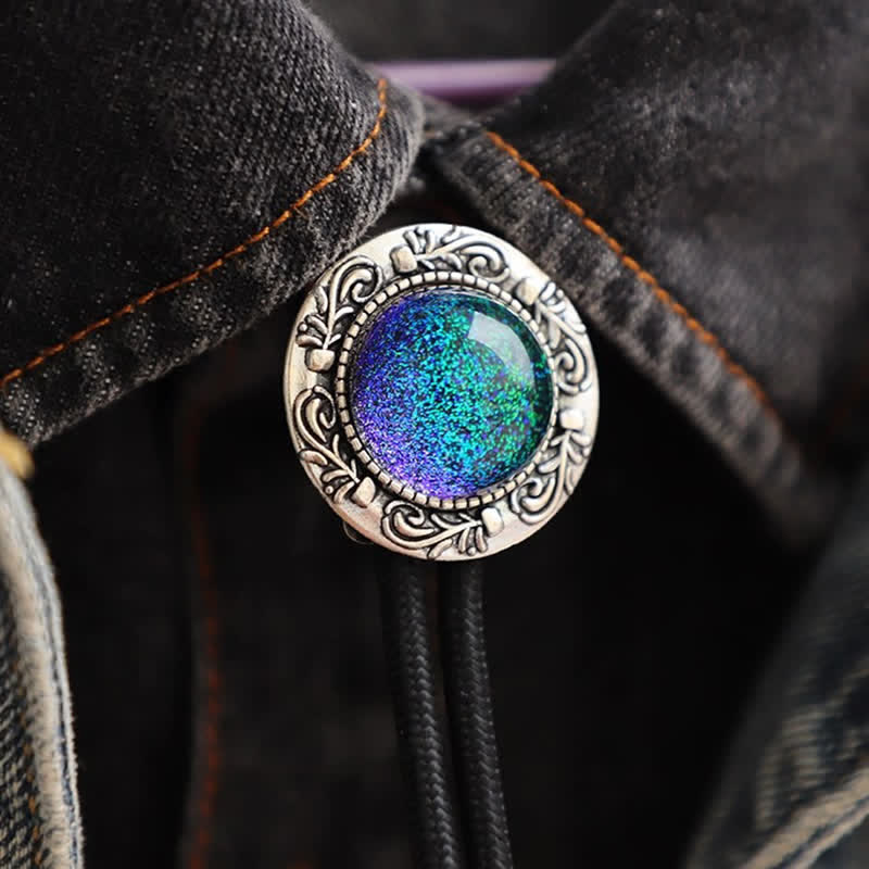 Mermaid Tears Retro Blue-Green Pendant Bolo Tie - image 1