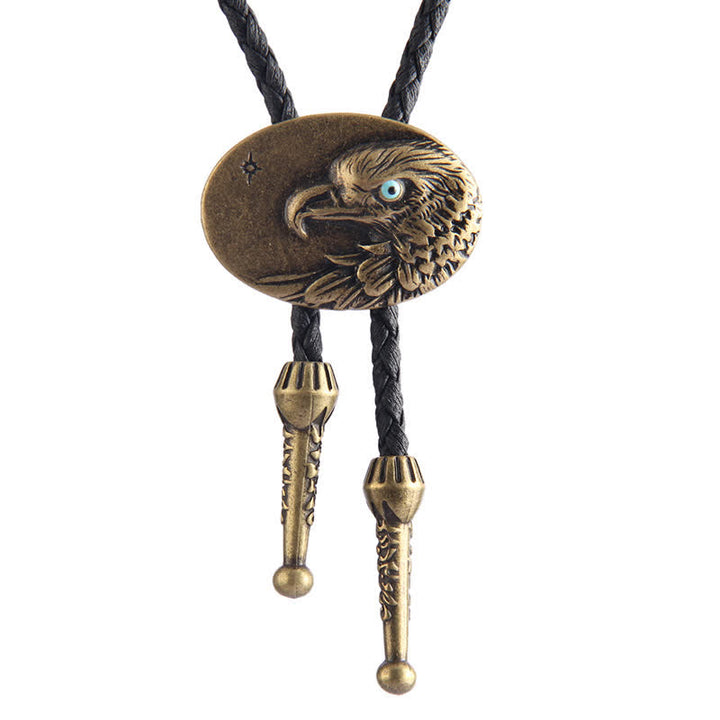 Western Style Oval Eagle Relief Pendant Bolo Tie - Antique Bronze - image 0