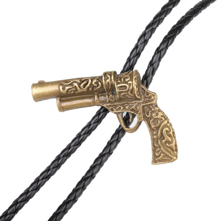Rodeo Carved Gun Pistol Pendant Bolo Tie - image 3