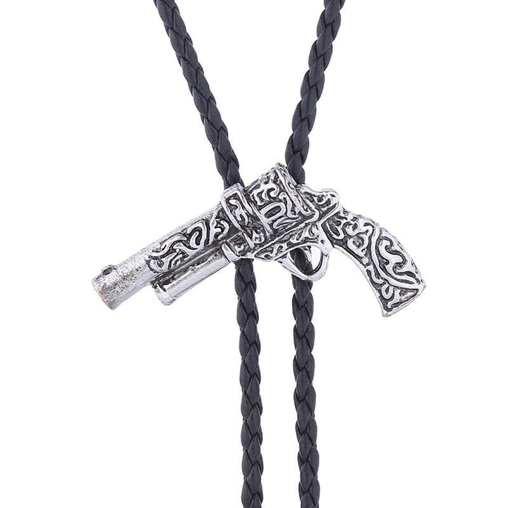 Rodeo Carved Gun Pistol Pendant Bolo Tie - image 5