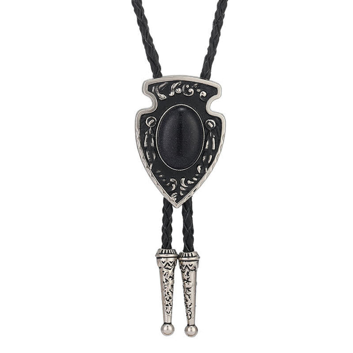 Arrows Tribal Style Artificial Stone Pendant Bolo Tie - Black - image 14