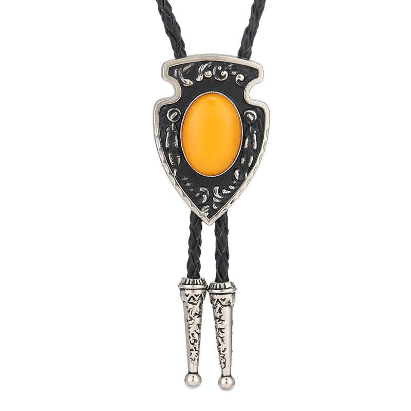 Arrows Tribal Style Artificial Stone Pendant Bolo Tie - Yellow - image 4