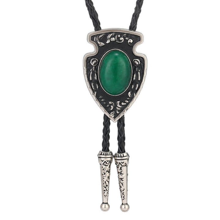 Arrows Tribal Style Artificial Stone Pendant Bolo Tie - Green - image 8