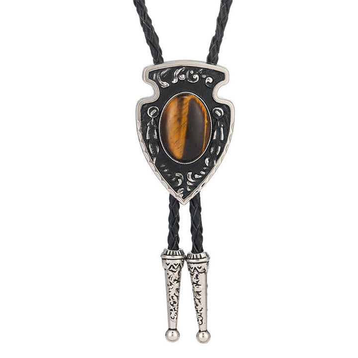 Arrows Tribal Style Artificial Stone Pendant Bolo Tie - Brown - image 0