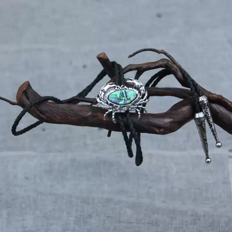 Crab Abalone Shell Removable Pendant Bolo Tie - image 2