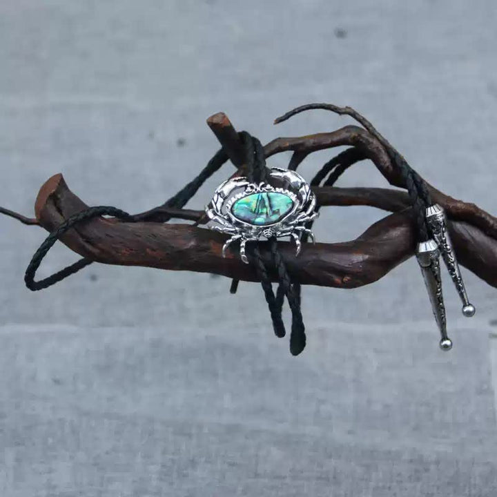 Crab Abalone Shell Removable Pendant Bolo Tie - image 2