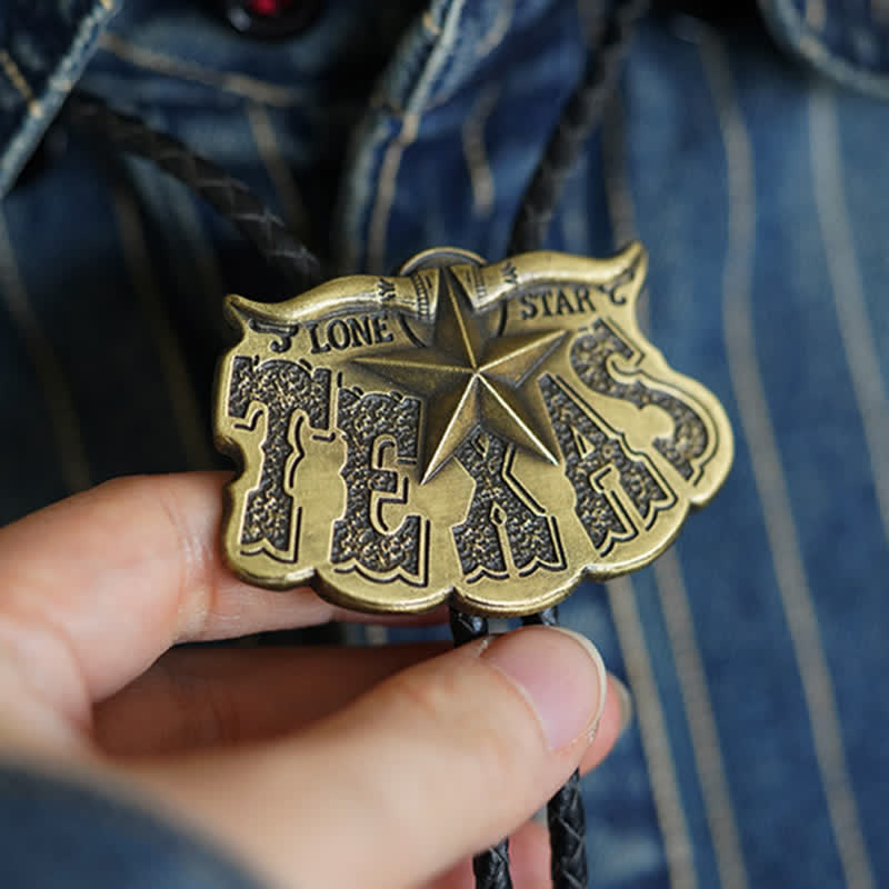 Texas Lone Star Longhorn Pendant Bolo Tie - image 1