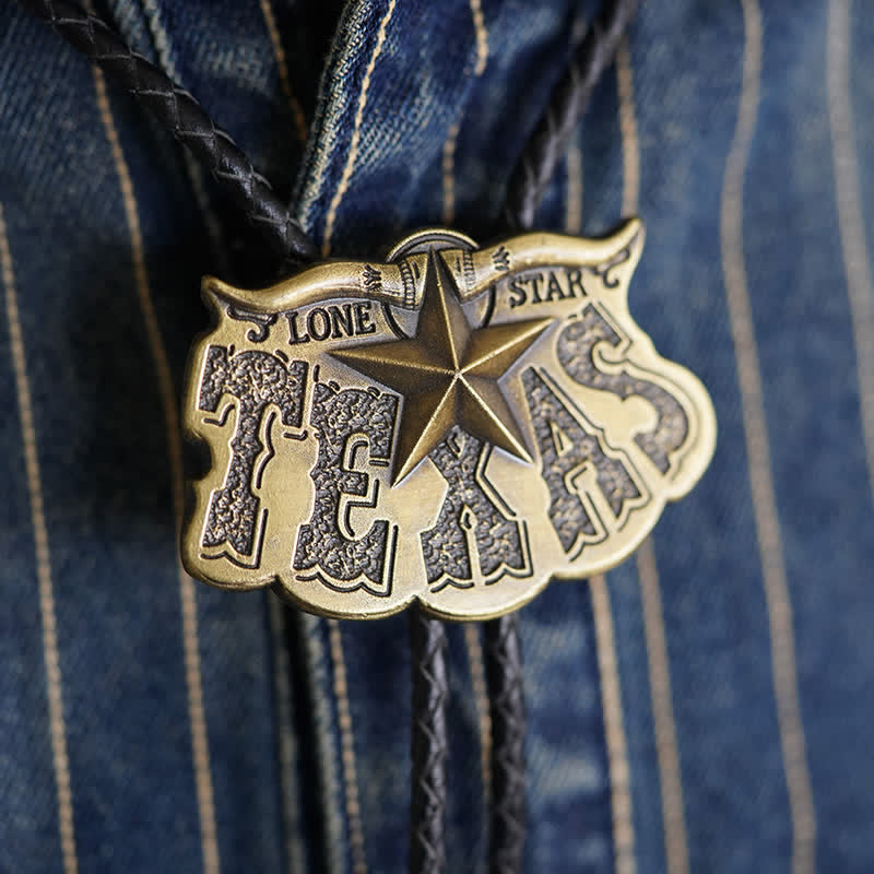 Texas Lone Star Longhorn Pendant Bolo Tie - Antique Bronze - image 0