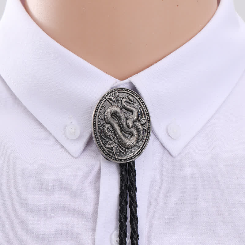 Traditional Snake Flower Pendant Bolo Tie - image 1