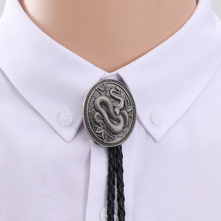 Traditional Snake Flower Pendant Bolo Tie - image 1