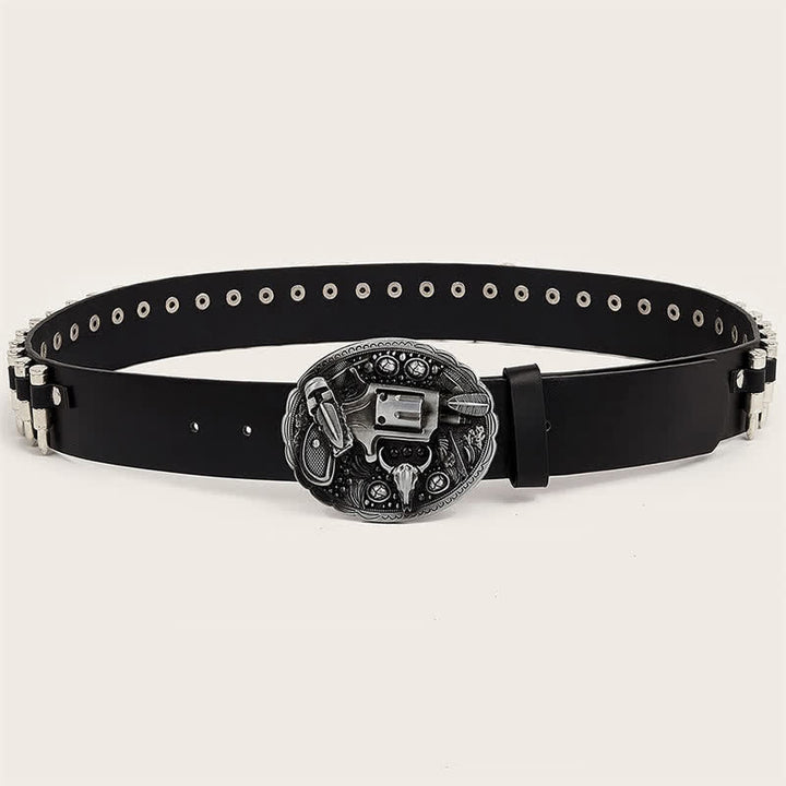 3d Gun Printed Pattern Buckle Bullets Rivets Leather Belt - image 9