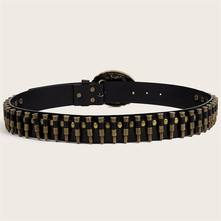 3d Gun Printed Pattern Buckle Bullets Rivets Leather Belt - image 5