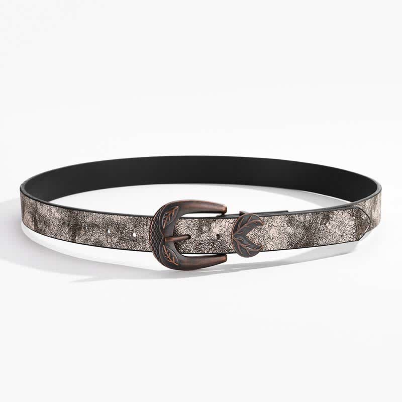 Vintage Versatile Slim Leaves Buckle Leather Belt - image 8