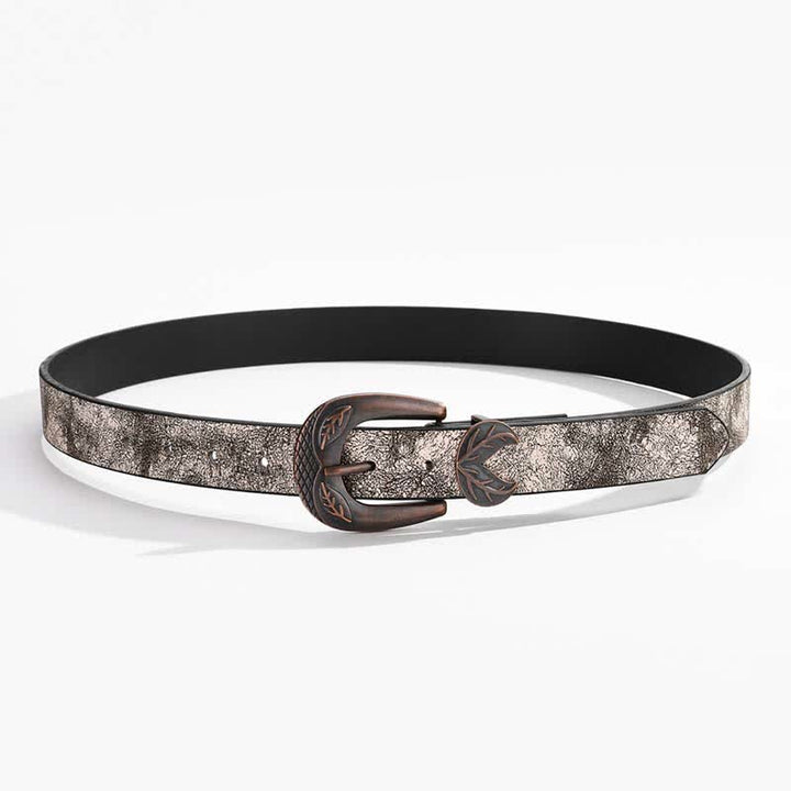 Vintage Versatile Slim Leaves Buckle Leather Belt - image 8