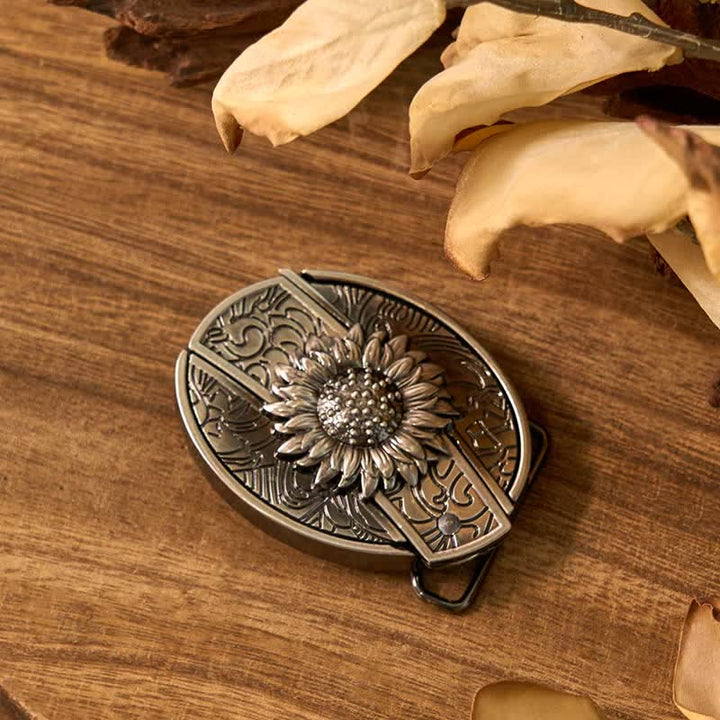 Sunflower Theme DIY Hidden Knife Belt Buckle Turquoise Bull Pendant Bundle Set - image 5