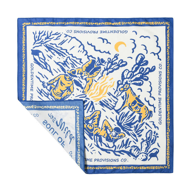White & Blue Cowboy Campfire Square Scarf - image 1