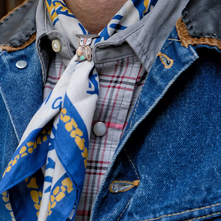 White & Blue Cowboy Campfire Square Scarf - image 2