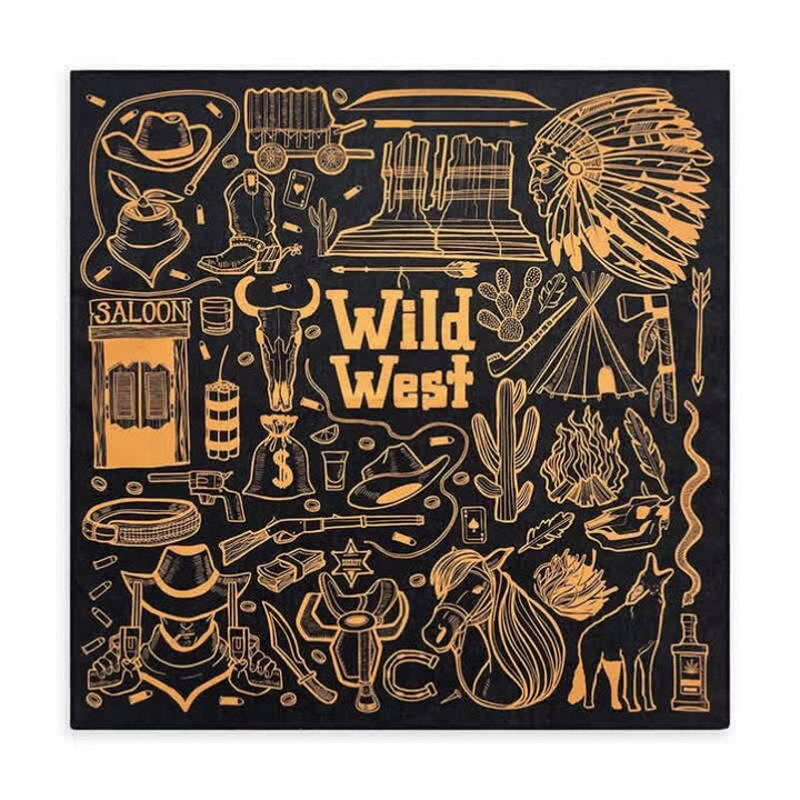 Ethnic Indian Wild West Element Square Scarf - Black - image 1