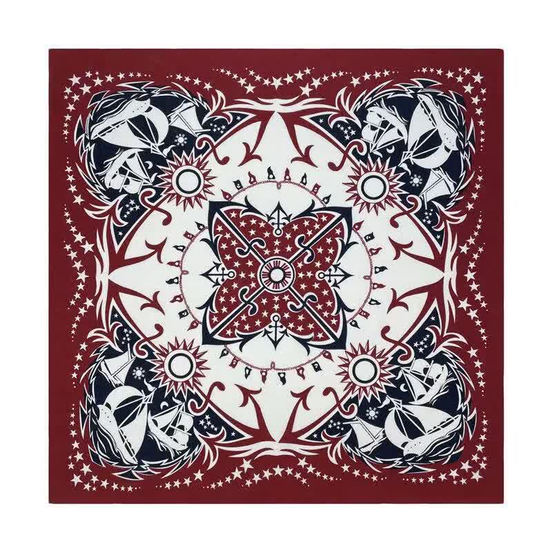 Western Sail Pattern Retro Motorcycle Square Scarf - Style #3 - image 5