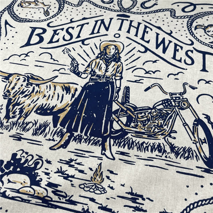 Western Sail Pattern Retro Motorcycle Square Scarf - image 3