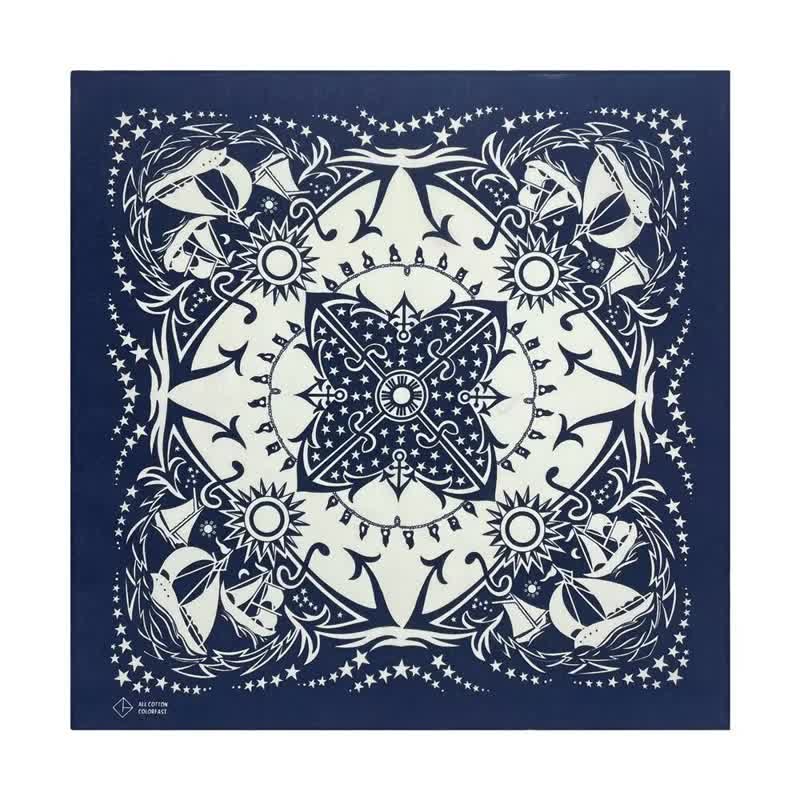 Western Sail Pattern Retro Motorcycle Square Scarf - Style #2 - image 4