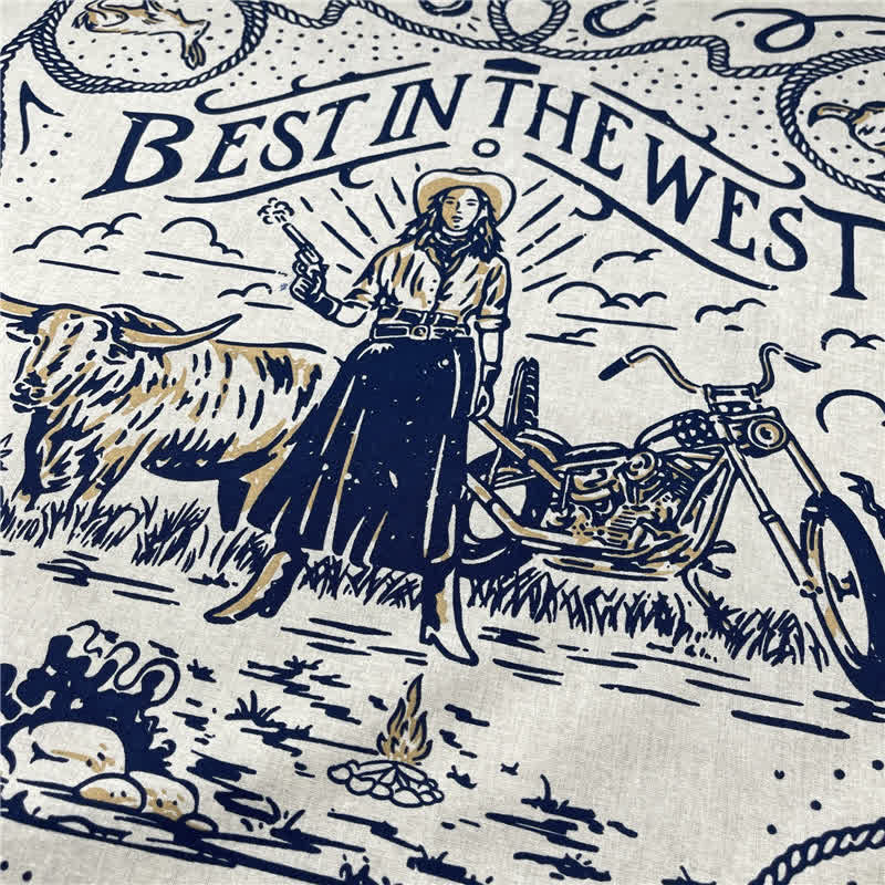 Western Sail Pattern Retro Motorcycle Square Scarf - image 3