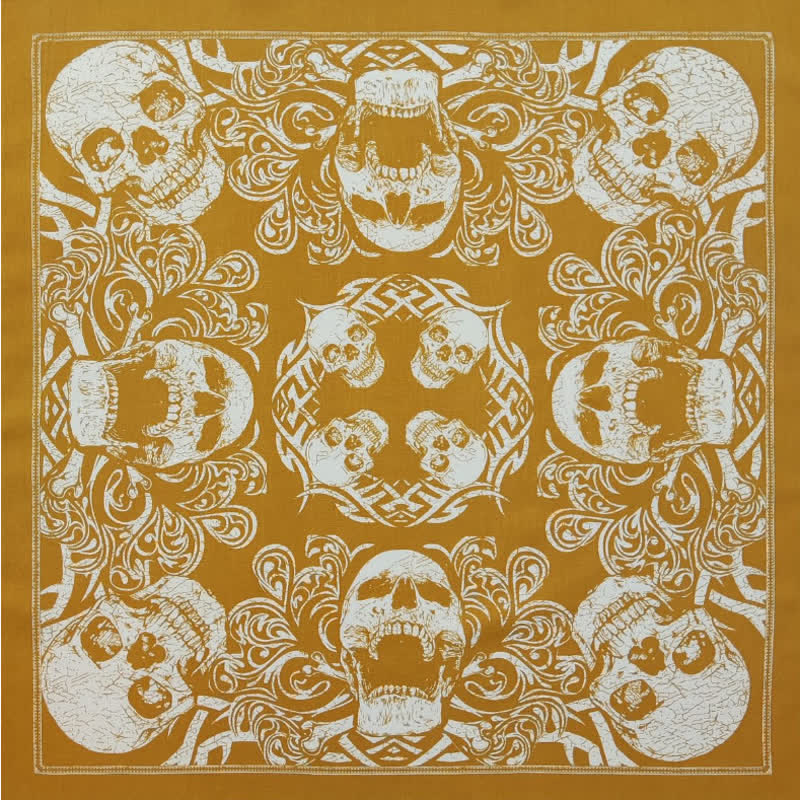 Yellow & White Pirate Skeleton Skull Print Square Scarf - Style #1 - image 2