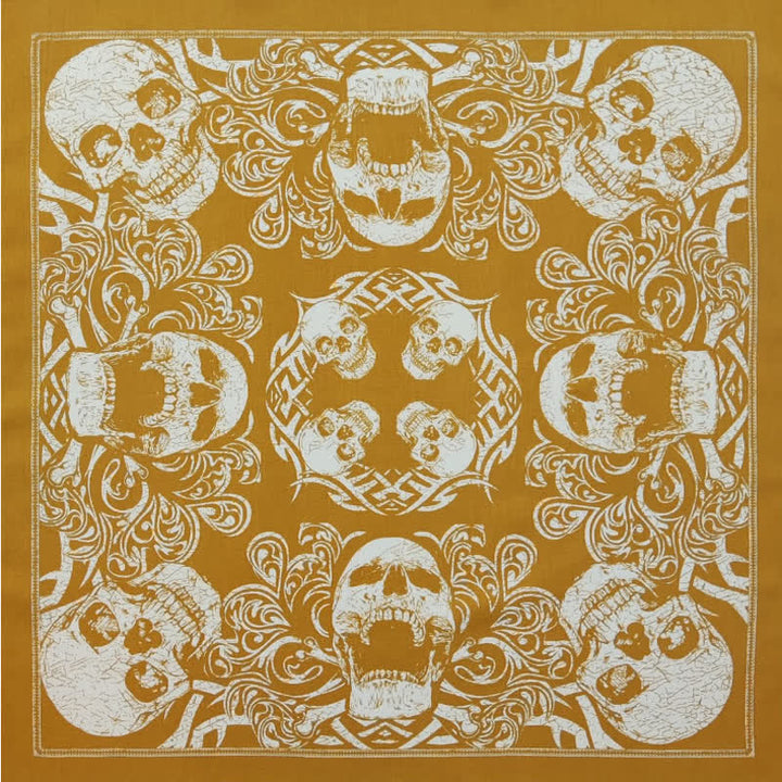 Yellow & White Pirate Skeleton Skull Print Square Scarf - Style #1 - image 2