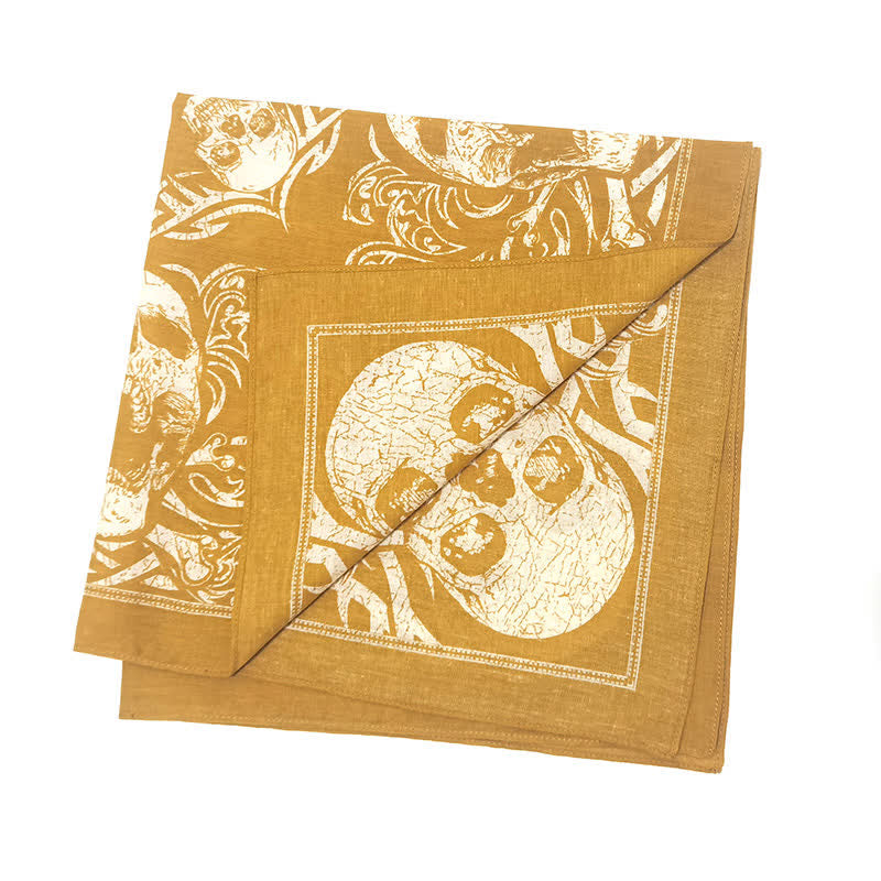 Yellow & White Pirate Skeleton Skull Print Square Scarf - image 6