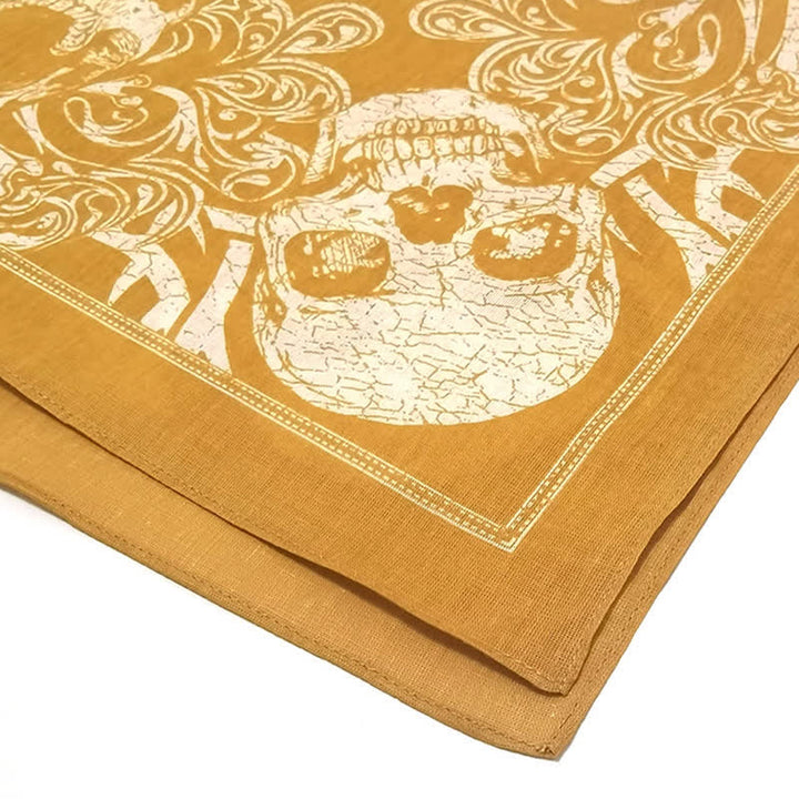 Yellow & White Pirate Skeleton Skull Print Square Scarf - image 3