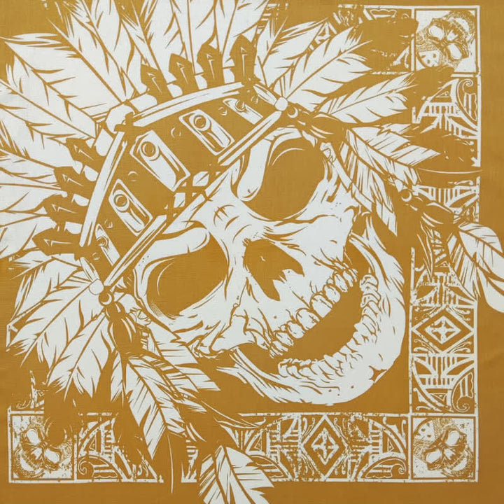 Yellow & White Pirate Skeleton Skull Print Square Scarf - Style #2 - image 7