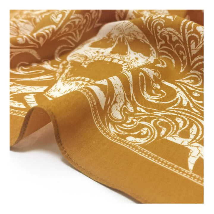 Yellow & White Pirate Skeleton Skull Print Square Scarf - image 5