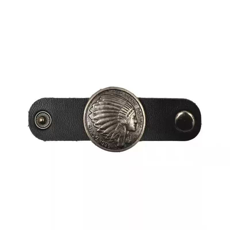 Decoration Round Carved Leather Scarf Buckle - Indian - image 4