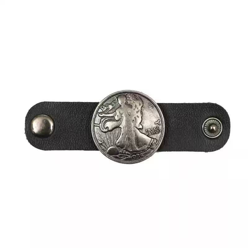 Decoration Round Carved Leather Scarf Buckle - Goddess - image 1