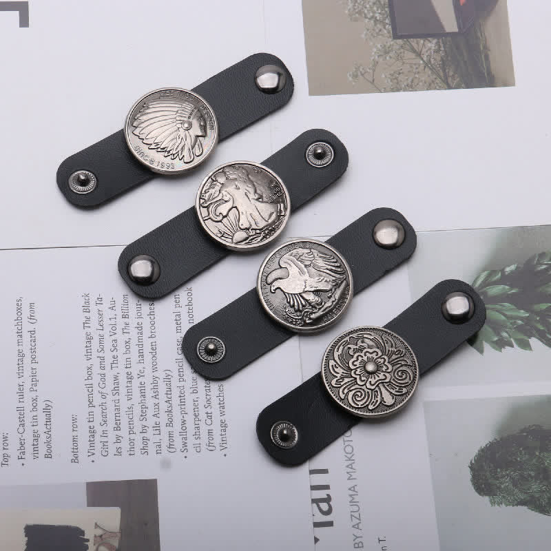 Decoration Round Carved Leather Scarf Buckle - image 0