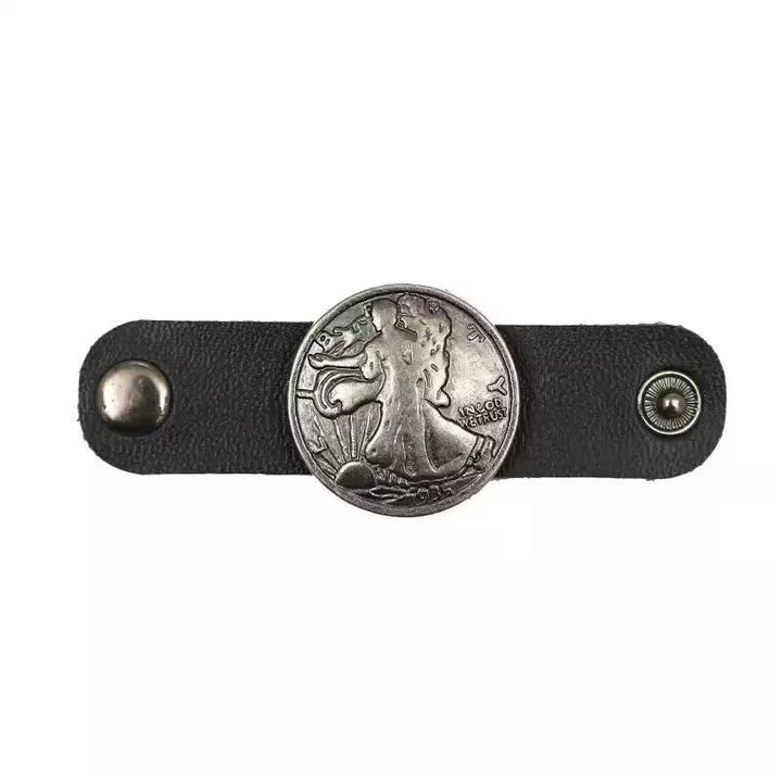 Decoration Round Carved Leather Scarf Buckle - Goddess - image 1
