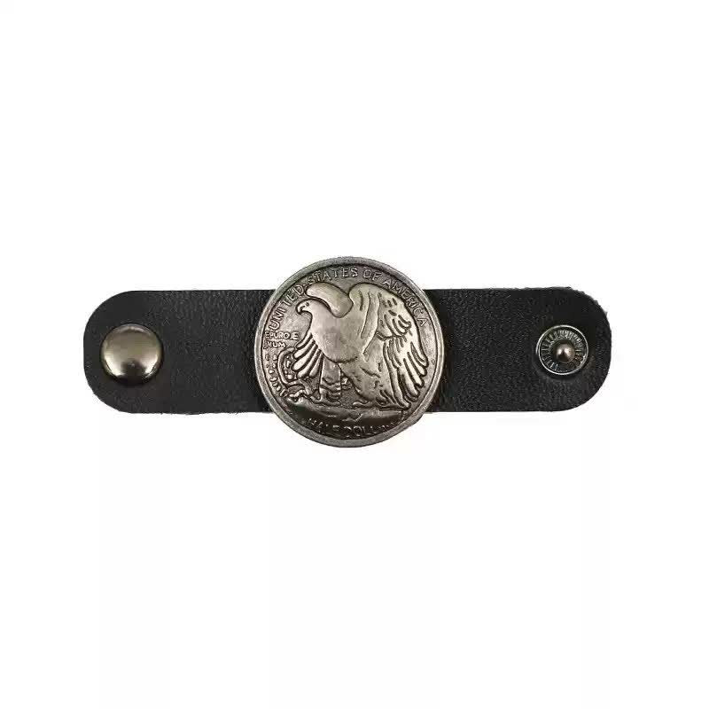 Decoration Round Carved Leather Scarf Buckle - Eagle - image 3