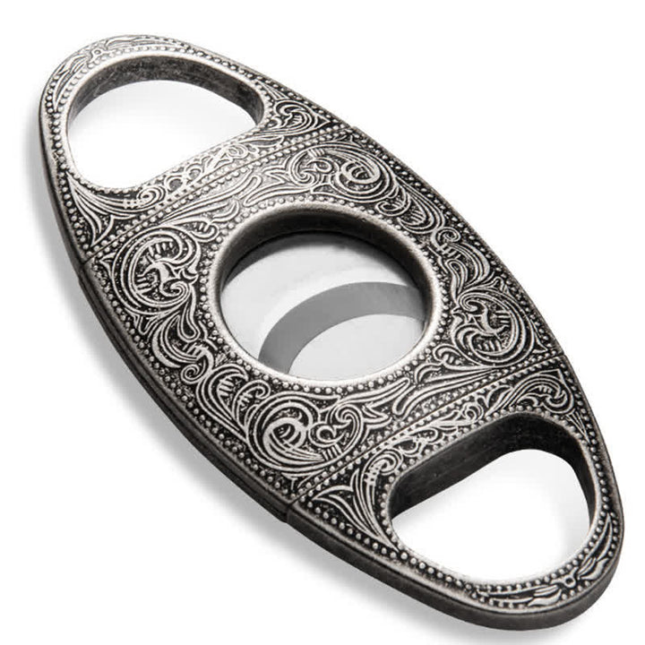 Retro Carved Lighter Set & Cigar Cutter - Cigar Cutter - Silver - image 18