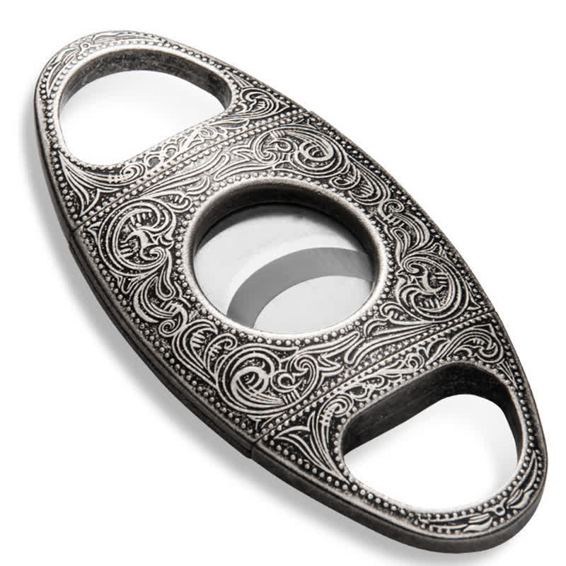 Retro Carved Lighter Set & Cigar Cutter - Cigar Cutter - Silver - image 18