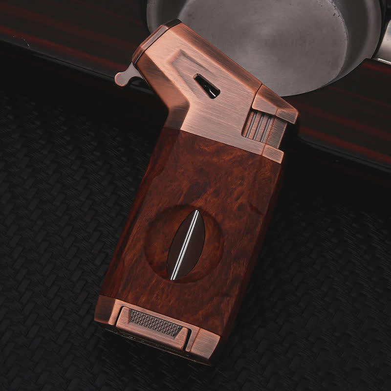 Vintage Jet Flame Herb Butane Lighter & Cigar Cutter - Brown - image 1