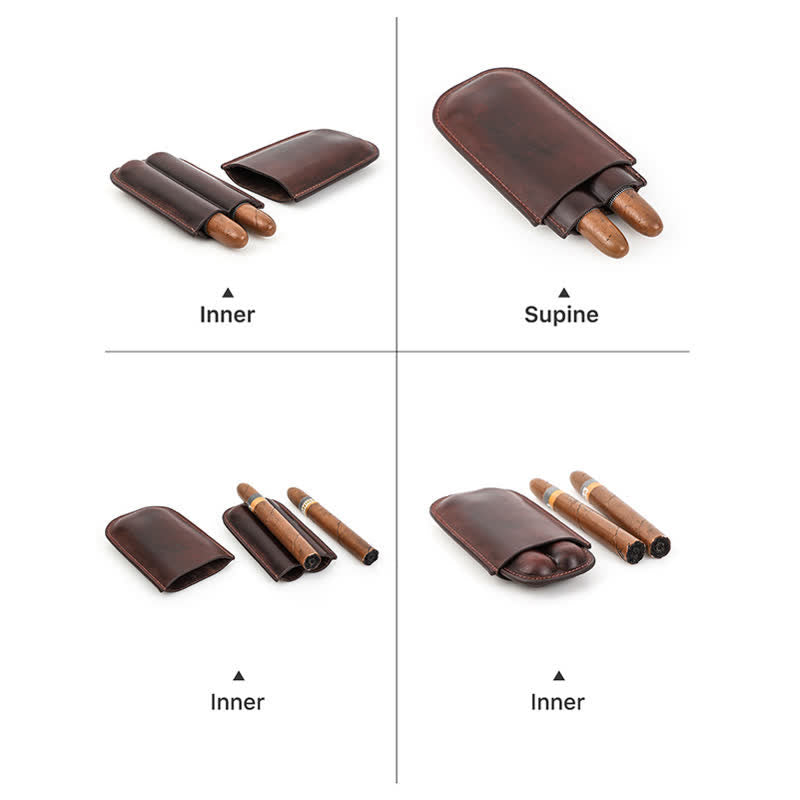 Brown Portable Cigar Humidor Leather Cigar Case (for Two Cigars)  - image 11