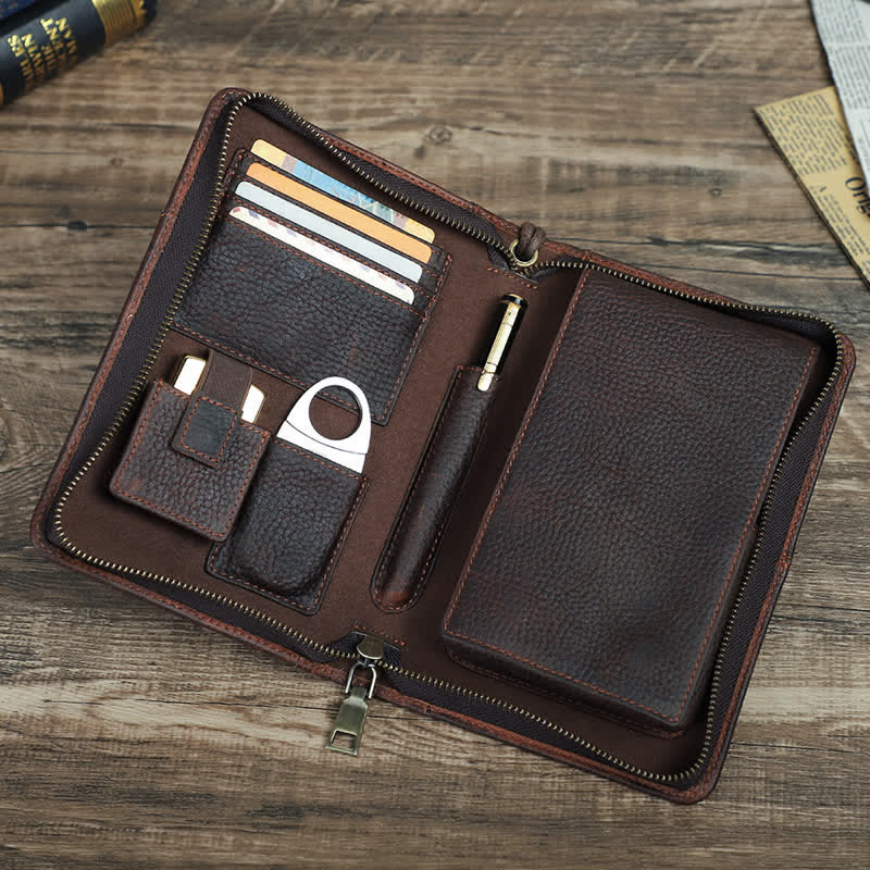Travel Large Capacity Zipper Leather Cigar Case (For Five Cigars) - image 3