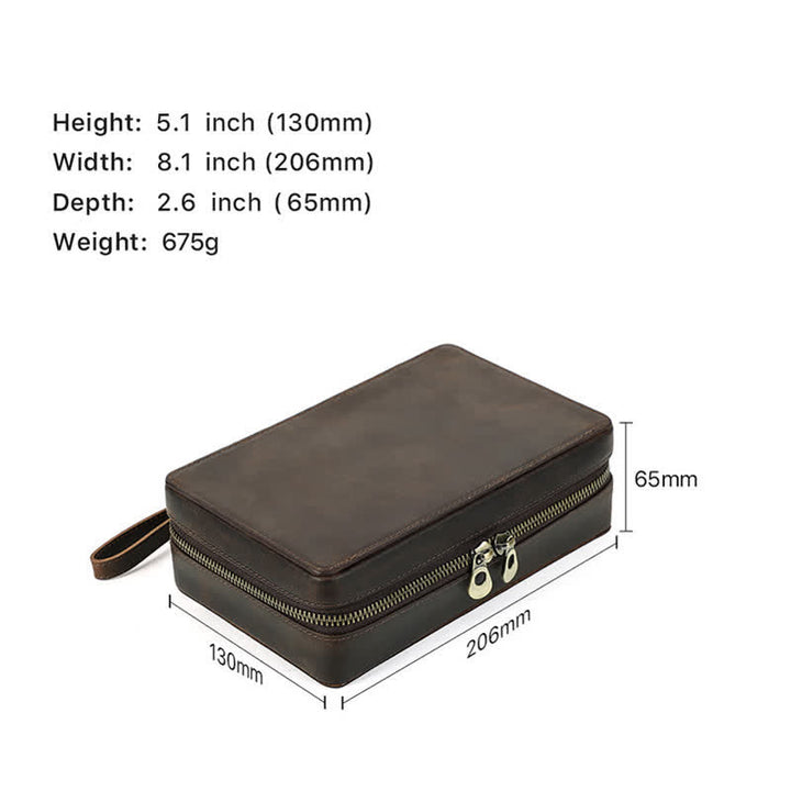 Crazy Horse Cowhide Zipper Leather Cigar Case (For Four Cigars) - image 7