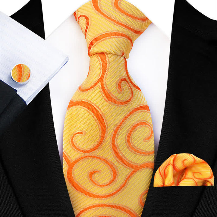 3Pcs Men's Rolled Vines Floral Necktie Set - Yellow - image 1